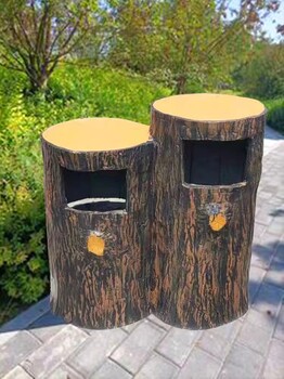 室外水泥仿木垃圾桶混凝土仿树皮树墩垃圾箱果皮箱公园分类垃圾桶