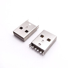 USB2.0公头短体夹板式立插式白胶