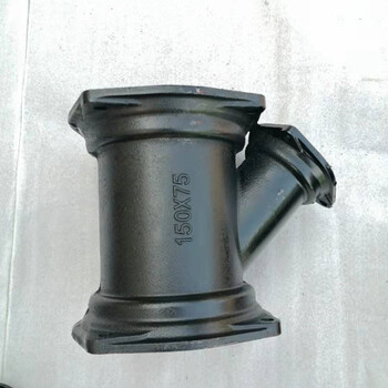 B型鑄鐵斜三通青島建筑排水鑄鐵管雙法蘭膠圈連接管件