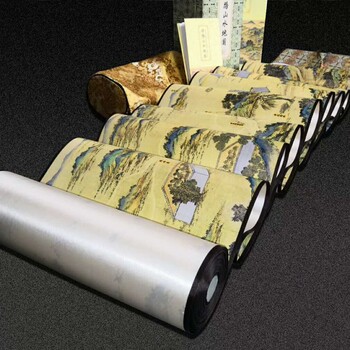 陜西絲綢畫卷軸西安絲綢文化折扇絲綢之路題材紀(jì)念品