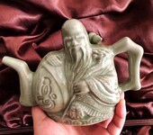 西安耀州瓷寿星壶两处交替倒茶水有趣好玩陕西特色工艺品