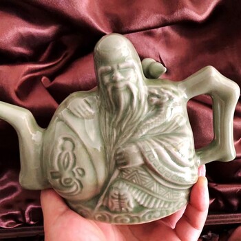 西安耀州瓷壽星壺禮品老仙翁特色兩心酒壺配爵杯