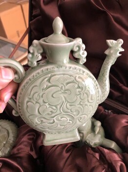 仿古耀州瓷壺陜西特色兩心壺趣味茶具工藝禮品