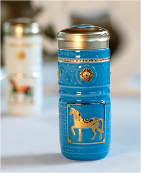 盛世寶馬活瓷杯西安乾唐軒品牌陶瓷杯禮盒裝秦戰(zhàn)馬造型水杯