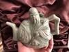 陕西耀州瓷寿星壶老仙翁酒壶绿釉特色两心壶工艺品