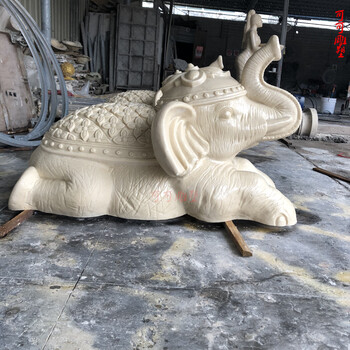 砂巖仿真風(fēng)水象擺件戶外噴水池大象雕刻戶外景觀噴水動物雕塑