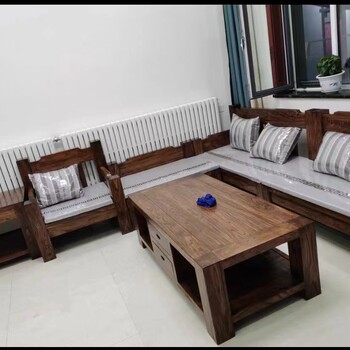 老榆木实木新中式沙发茶几，大小户型沙发茶几组合，简约现代沙发