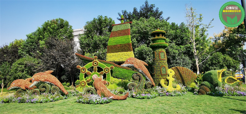 潍坊龙年绿雕案例图片，园林景观
