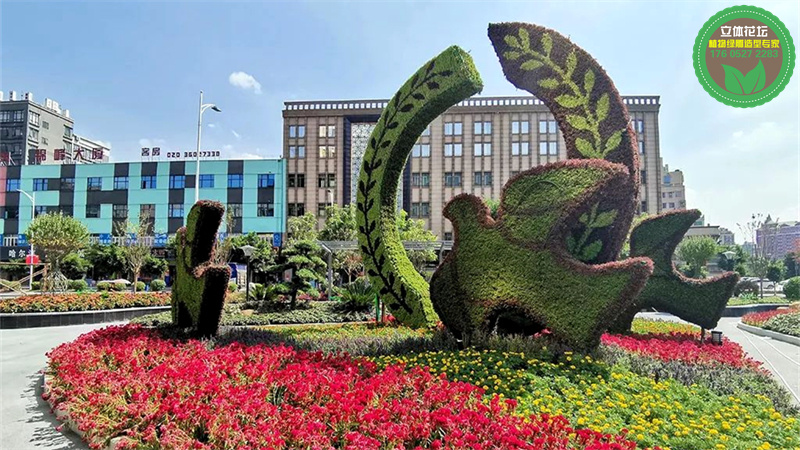 茅箭城市植物雕塑厂家供货，五色草绿雕