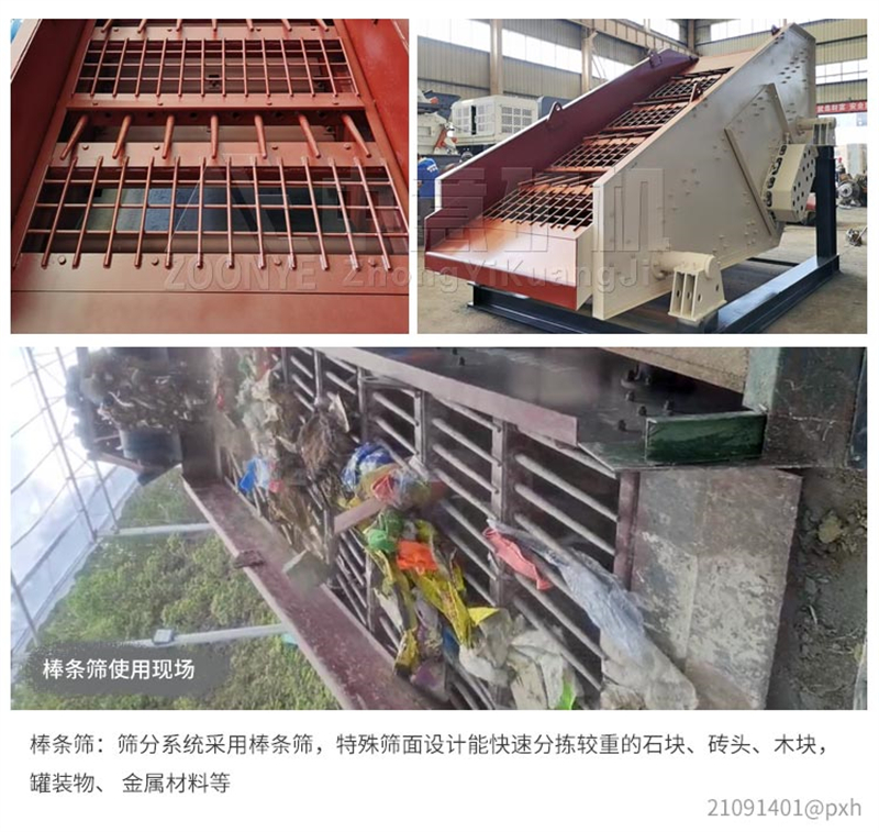 江苏扬州日处理几百吨垃圾分拣设备阶梯筛项目案例中意