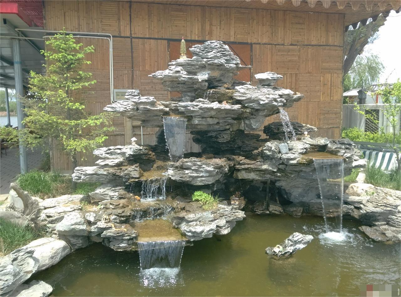 天津西青假山喷泉造瀑布大型奇石制作设计施工