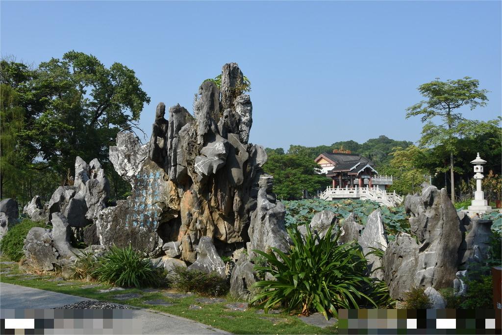 北京房山池塘假山大型假山造雾制作施工