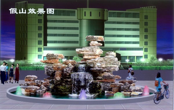 塘沽假山,水幕电影激光喷泉现场制作