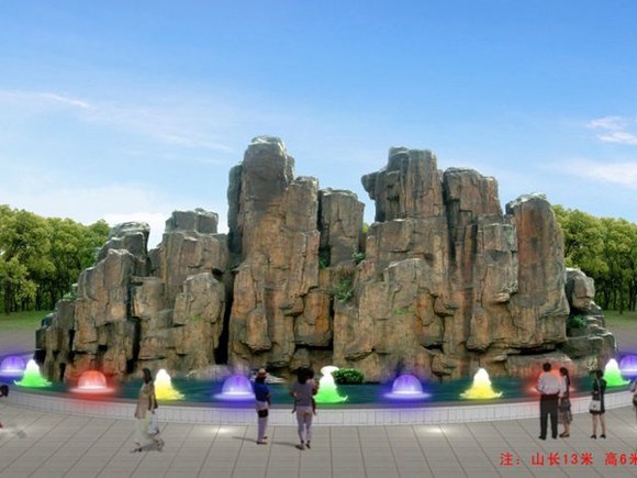 襄阳假山,旱地喷泉广场设计制作