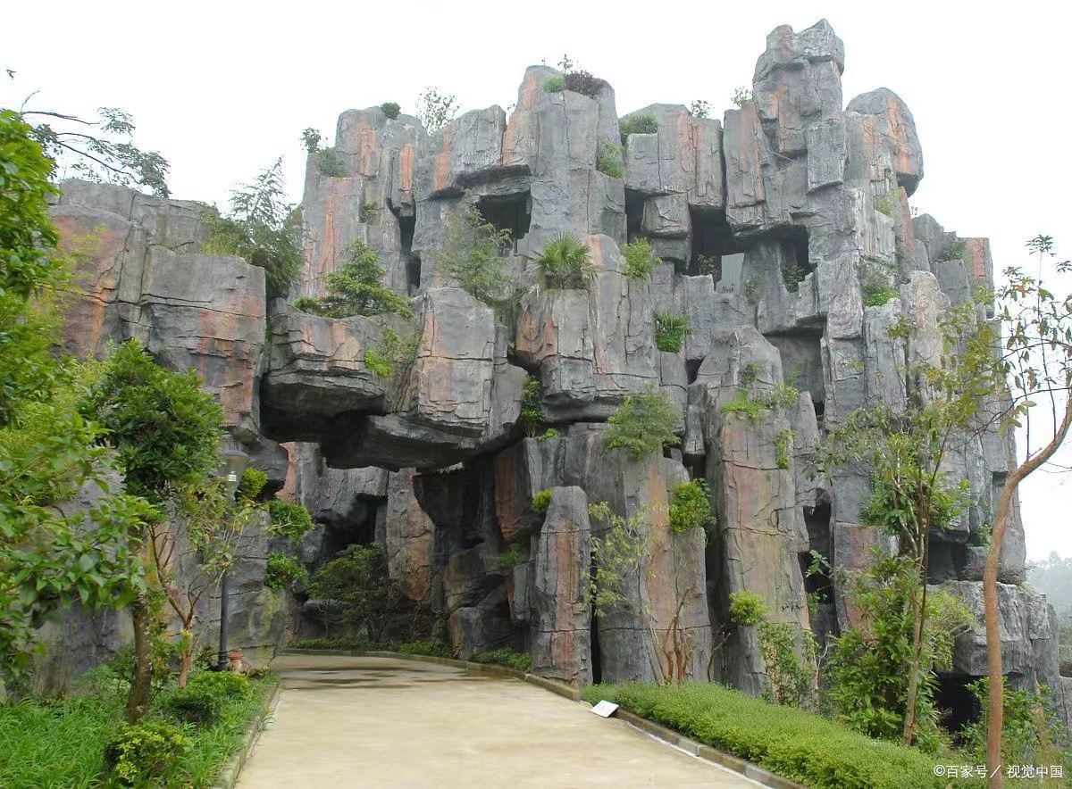 河北假山,水幕电影现场制作