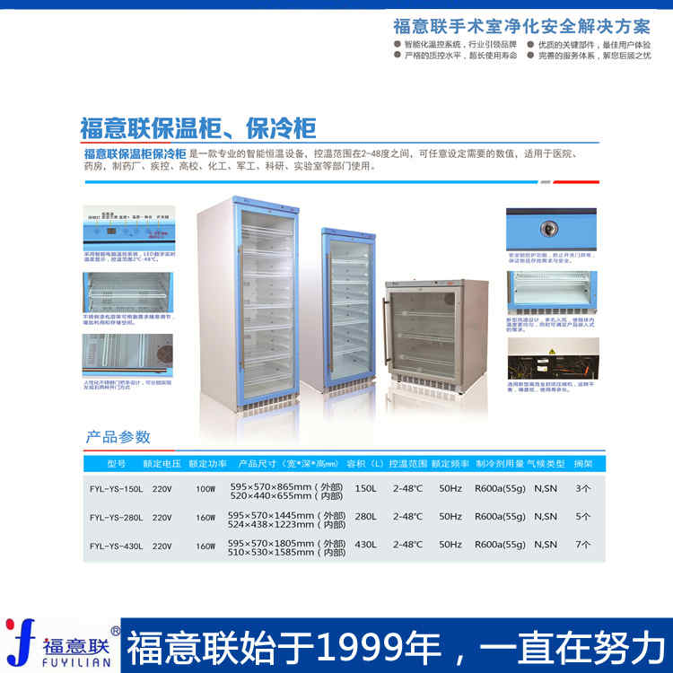 福意联医用保冷柜/手术室保冷柜/嵌入式保冷柜